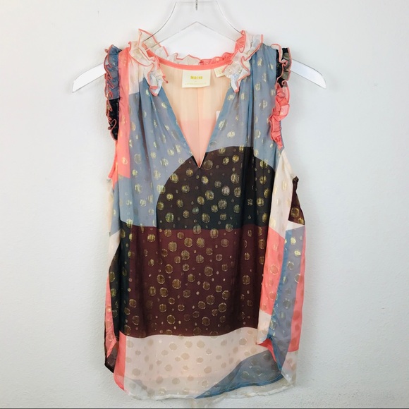 Sleeveless multicolored blush silk - Picture 2 of 8